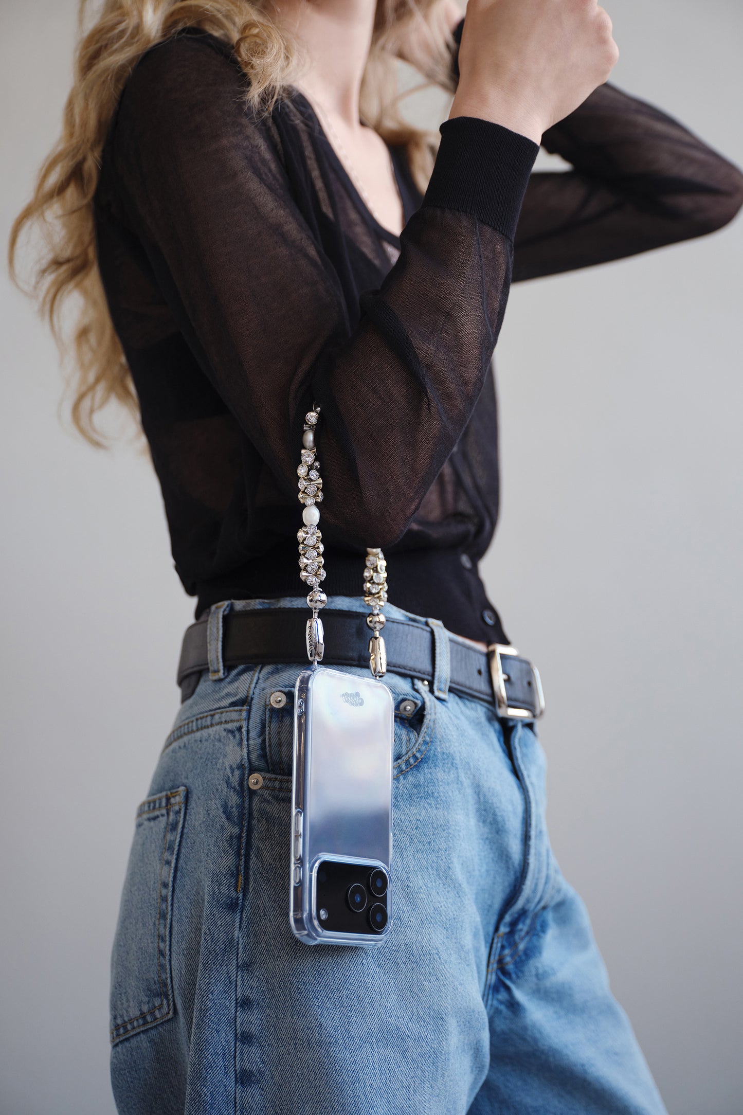 Pearl and Bezel Wristlet