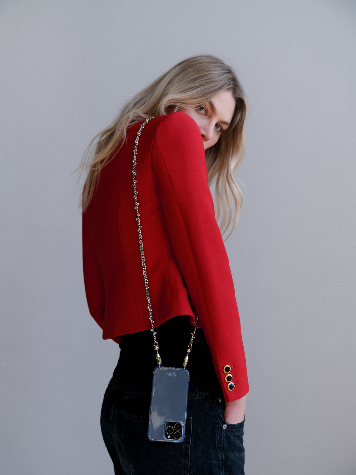 Pierced Curb Chain Crossbody